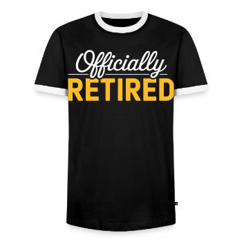 Retired 2026 Funny Retired Graphic Men Retirement - Men's Ringer Shirt - black/white - Front - AI Model Female 172 light (172cm) & AI Model Male 178 light (178cm)