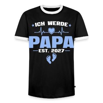 Ich werde Papa 2027 - Schwangerschaft Verkündung - Männer Kontrast-T-Shirt - Schwarz/Weiß - Vorne - AI Model Female 172 light (172cm) & AI Model Male 178 light (178cm)