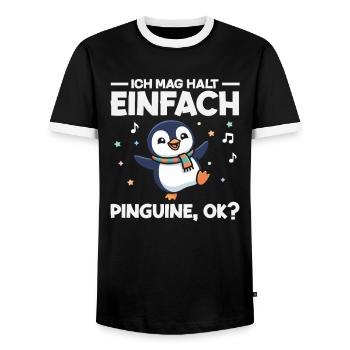 Ich mag halt einfach Pinguine OK Tanzen - Männer Kontrast-T-Shirt - Schwarz/Weiß - Vorne - AI Model Female 172 light (172cm) & AI Model Male 178 light (178cm)