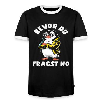 Bevor du fragst Nö Pinguin Lederjacke - Männer Kontrast-T-Shirt - Schwarz/Weiß - Vorne - AI Model Female 172 light (172cm) & AI Model Male 178 light (178cm)