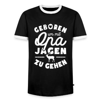 Geboren um mit Opa jagen zu gehen - Männer Kontrast-T-Shirt - Schwarz/Weiß - Vorne - AI Model Female 172 light (172cm) & AI Model Male 178 light (178cm)