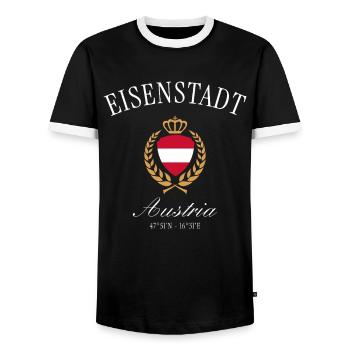 Eisenstadt Österreich Wappen Krone Reise Souvenir - Männer Kontrast-T-Shirt - Schwarz/Weiß - Vorne - AI Model Female 172 light (172cm) & AI Model Male 178 light (178cm)