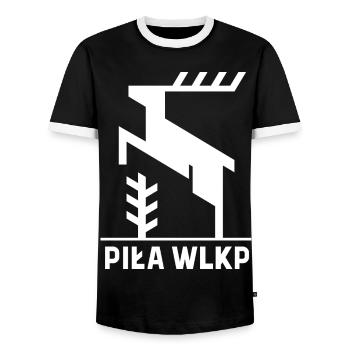 City Saw Deer Logo - Männer Kontrast-T-Shirt - Schwarz/Weiß - Vorne - AI Model Female 172 light (172cm) & AI Model Male 178 light (178cm)