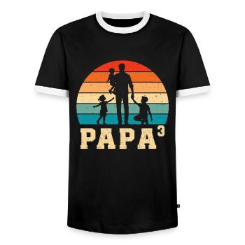 Dad father of 3 children children - Men's Ringer Shirt - black/white - Front - AI Model Female 172 light (172cm) & AI Model Male 178 light (178cm)