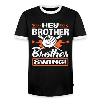 Hé frère Swing Baseball Dicton - T-shirt contrasté Homme - noir/blanc - Devant - AI Model Female 172 light (172cm) & AI Model Male 178 light (178cm)