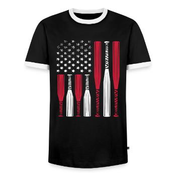 Drapeau américain fabriqué à partir de battes de baseball - T-shirt contrasté Homme - noir/blanc - Devant - AI Model Female 172 light (172cm) & AI Model Male 178 light (178cm)