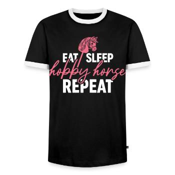 Manger Sommeil Répéter le cheval de loisir - Cavalier - T-shirt contrasté Homme - noir/blanc - Devant - AI Model Female 172 light (172cm) & AI Model Male 178 light (178cm)