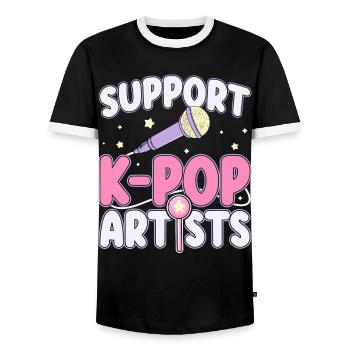 Soutenez les artistes de K-pop, les fans, les amateurs de musique - T-shirt contrasté Homme - noir/blanc - Devant - AI Model Female 172 light (172cm) & AI Model Male 178 light (178cm)