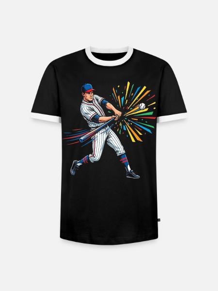 Bunter Baseball Schlagmann Pop Art - Männer Kontrast-T-Shirt - Schwarz/Weiß
