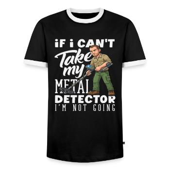 Je ne vais pas sans mon détecteur de métaux - T-shirt contrasté Homme - noir/blanc - Devant - AI Model Female 172 light (172cm) & AI Model Male 178 light (178cm)