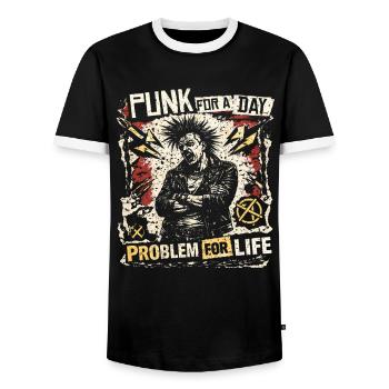 Punk For A Day - Men's Ringer Shirt - black/white - Front - AI Model Female 172 light (172cm) & AI Model Male 178 light (178cm)