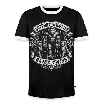 Soutenez la Vie Sauvage : Élevez des Jumeaux - T-shirt contrasté Homme - noir/blanc - Devant - AI Model Female 172 light (172cm) & AI Model Male 178 light (178cm)