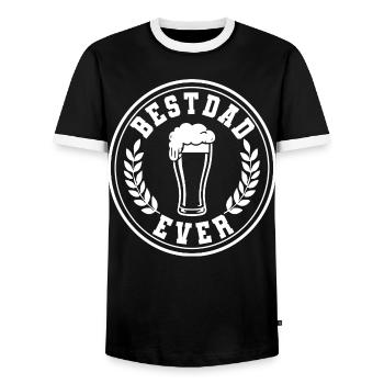 Best Dad Ever Beer Emblem for Dads - Men's Ringer Shirt - black/white - Front - AI Model Female 172 light (172cm) & AI Model Male 178 light (178cm)