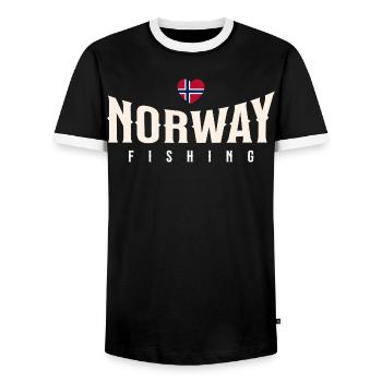 Norvège Pêche - T-shirt contrasté Homme - noir/blanc - Devant - AI Model Female 172 light (172cm) & AI Model Male 178 light (178cm)