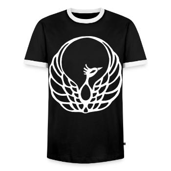 White Phoenix - Men's Ringer Shirt - black/white - Front - AI Model Female 172 light (172cm) & AI Model Male 178 light (178cm)