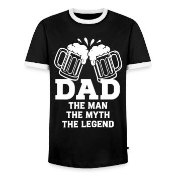 PAPA L’HOMME LE MYTHE LA LÉGENDE Emblème de la bière - T-shirt contrasté Homme - noir/blanc - Devant - AI Model Female 172 light (172cm) & AI Model Male 178 light (178cm)