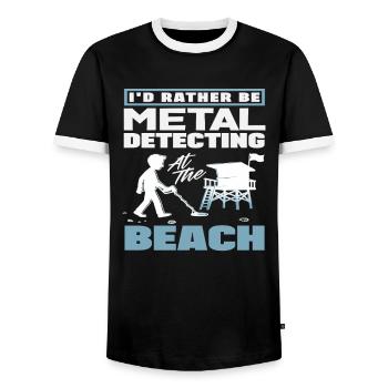 Préfère sonder sur la plage Détection de métaux - T-shirt contrasté Homme - noir/blanc - Devant - AI Model Female 172 light (172cm) & AI Model Male 178 light (178cm)