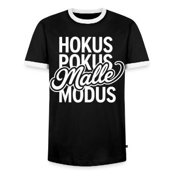 Malle 2026 Hokus Pokus Malle Modus - Männer Kontrast-T-Shirt - Schwarz/Weiß - Vorne - AI Model Female 172 light (172cm) & AI Model Male 178 light (178cm)
