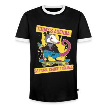 Punk For A Day Today's Agenda Be Punk Cause Trouble - Men's Ringer Shirt - black/white - Front - AI Model Female 172 light (172cm) & AI Model Male 178 light (178cm)