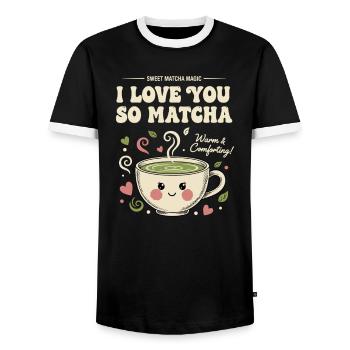 Ich liebe dich so sehr Matcha süßer Matcha Magie grüner Tee - Männer Kontrast-T-Shirt - Schwarz/Weiß - Vorne - AI Model Female 172 light (172cm) & AI Model Male 178 light (178cm)