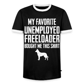 Witziger belgischer Malinois-Schmarotzer - Männer Kontrast-T-Shirt - Schwarz/Weiß - Vorne - AI Model Female 172 light (172cm) & AI Model Male 178 light (178cm)