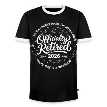 Officiellement retraité en 2026 – Enfin le week-end D - T-shirt contrasté Homme - noir/blanc - Devant - AI Model Female 172 light (172cm) & AI Model Male 178 light (178cm)