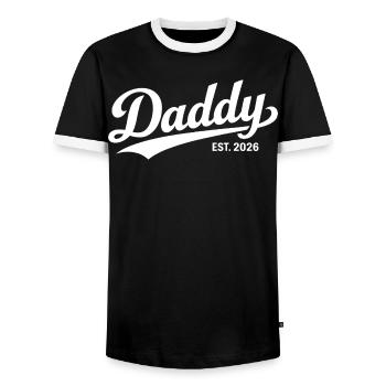 Papas 2026er Papa als frischgebackener Vater Geschenk - Männer Kontrast-T-Shirt - Schwarz/Weiß - Vorne - AI Model Female 172 light (172cm) & AI Model Male 178 light (178cm)