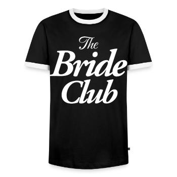The Bride Club - Männer Kontrast-T-Shirt - Schwarz/Weiß - Vorne - AI Model Female 172 light (172cm) & AI Model Male 178 light (178cm)
