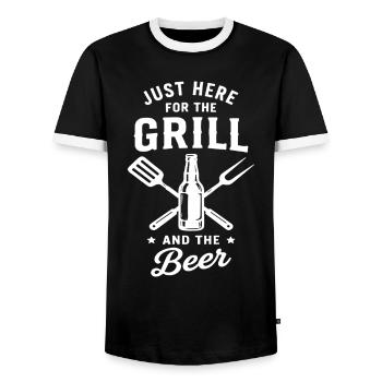 JUSTE ICI POUR LE GRILL ET LE Beer Grillmeister - T-shirt contrasté Homme - noir/blanc - Devant - AI Model Female 172 light (172cm) & AI Model Male 178 light (178cm)