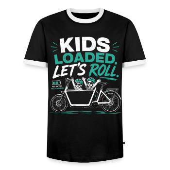 Kids Loaded Lets Roll Lastenrad - Männer Kontrast-T-Shirt - Schwarz/Weiß - Vorne - AI Model Female 172 light (172cm) & AI Model Male 178 light (178cm)