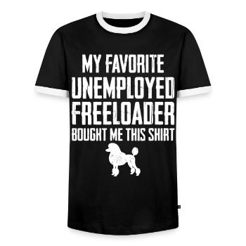 Funny Poodle Freeloader - Men's Ringer Shirt - black/white - Front - AI Model Female 172 light (172cm) & AI Model Male 178 light (178cm)