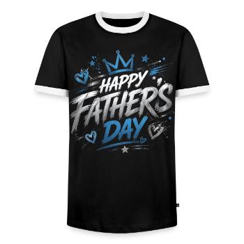 Happy Father Day Chart - Father's Day - Men's Ringer Shirt - black/white - Front - AI Model Female 172 light (172cm) & AI Model Male 178 light (178cm)
