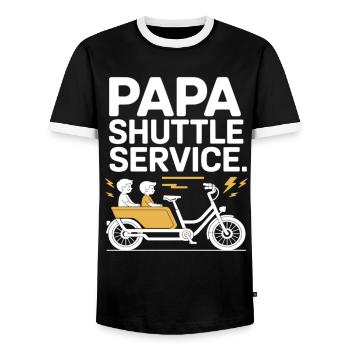 Papa Shuttle Service Cargo Bike Papa - Men's Ringer Shirt - black/white - Front - AI Model Female 172 light (172cm) & AI Model Male 178 light (178cm)