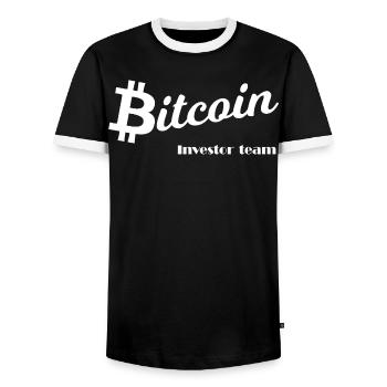 Crypto Investor Team Chart - Men's Ringer Shirt - black/white - Front - AI Model Female 172 light (172cm) & AI Model Male 178 light (178cm)