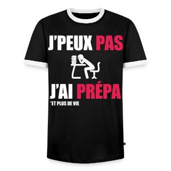 J'peux pas j'ai prépa - T-shirt contrasté Homme - noir/blanc - Devant - AI Model Female 172 light (172cm) & AI Model Male 178 light (178cm)