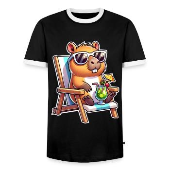 Capybara Chill - T-shirt contrasté Homme - noir/blanc - Devant - AI Model Female 172 light (172cm) & AI Model Male 178 light (178cm)