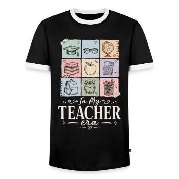 Lehrerin Teacher Era Schule Shirt - Männer Kontrast-T-Shirt - Schwarz/Weiß - Vorne - AI Model Female 172 light (172cm) & AI Model Male 178 light (178cm)
