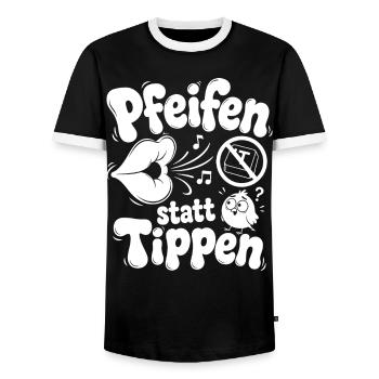 Pfeifen Statt Tippen - Männer Kontrast-T-Shirt - Schwarz/Weiß - Vorne - AI Model Female 172 light (172cm) & AI Model Male 178 light (178cm)