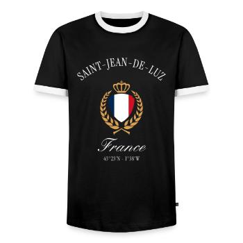 Saint-Jean-de-Luz Frankreich Wappen Reise Souvenir - Männer Kontrast-T-Shirt - Schwarz/Weiß - Vorne - AI Model Female 172 light (172cm) & AI Model Male 178 light (178cm)