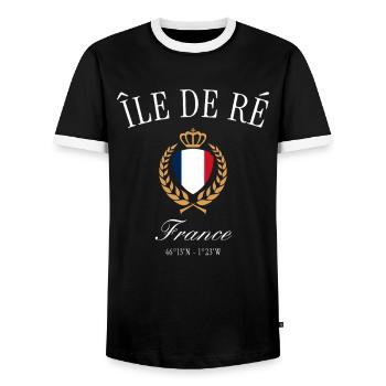 Île de Ré Frankreich Wappen Krone – Reise Souvenir - Männer Kontrast-T-Shirt - Schwarz/Weiß - Vorne - AI Model Female 172 light (172cm) & AI Model Male 178 light (178cm)