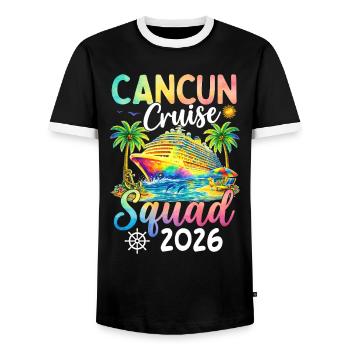 Équipe de croisière de Cancún 2026 - T-shirt contrasté Homme - noir/blanc - Devant - AI Model Female 172 light (172cm) & AI Model Male 178 light (178cm)