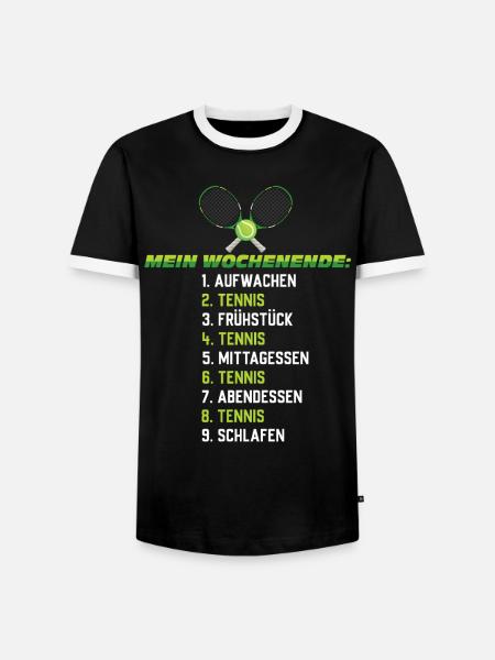 Tennis Wochenendplan – Lustiger Zeitplan - Männer Kontrast-T-Shirt - Schwarz/Weiß