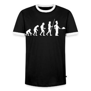 Évolution de Baker - T-shirt contrasté Homme - noir/blanc - Devant - AI Model Female 172 light (172cm) & AI Model Male 178 light (178cm)