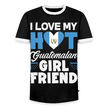 Guatemala Flag T-Shirt Pride & Home Chapín - Men's Ringer Shirt - black/white - Front - AI Model Female 172 light (172cm) & AI Model Male 178 light (178cm)