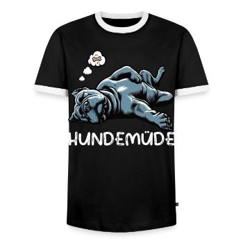 Hundemüde Cane Corso italienischer mastiff  - Männer Kontrast-T-Shirt - Schwarz/Weiß - Vorne - AI Model Female 172 light (172cm) & AI Model Male 178 light (178cm)