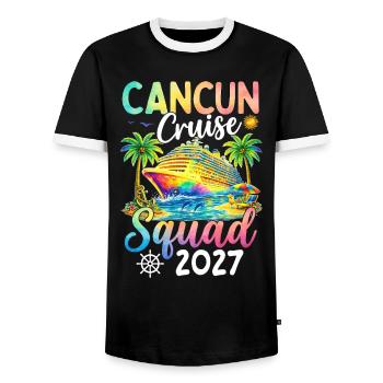 Cancun Cruise Squad 2027 - Men's Ringer Shirt - black/white - Front - AI Model Female 172 light (172cm) & AI Model Male 178 light (178cm)