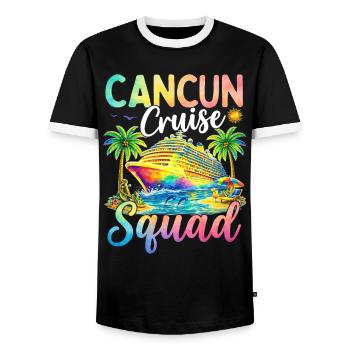 Cancun Cruise Squad - Men's Ringer Shirt - black/white - Front - AI Model Female 172 light (172cm) & AI Model Male 178 light (178cm)