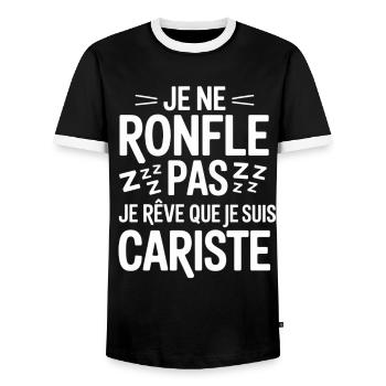 Je Ne Ronfle Pas Cariste Humour Cadeau Collègues - T-shirt contrasté Homme - noir/blanc - Devant - AI Model Female 172 light (172cm) & AI Model Male 178 light (178cm)
