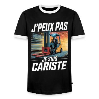 T-Shirt Humour Cariste Chariot Élévateur Cadeau - T-shirt contrasté Homme - noir/blanc - Devant - AI Model Female 172 light (172cm) & AI Model Male 178 light (178cm)
