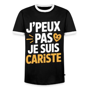 T-Shirt Humour Cariste Chariot Élévateur Gerbeur - T-shirt contrasté Homme - noir/blanc - Devant - AI Model Female 172 light (172cm) & AI Model Male 178 light (178cm)
